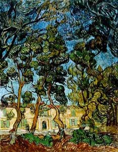 Arbres dans le jardin de l'hopital de Saint-Paul tableau