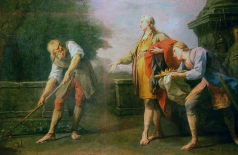 Abdolonyme travaillant dans son jardin de Jean Restout tableau
