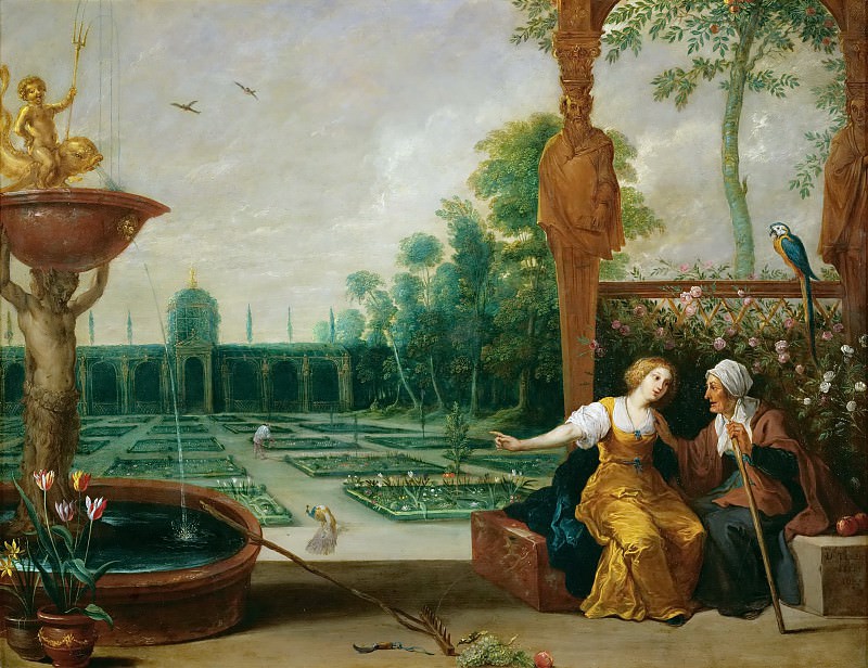 Vertumne et Pomone de David Teniers l'Ancien tableau