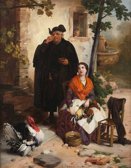 Le curé d'Angelo Inganni tableau
